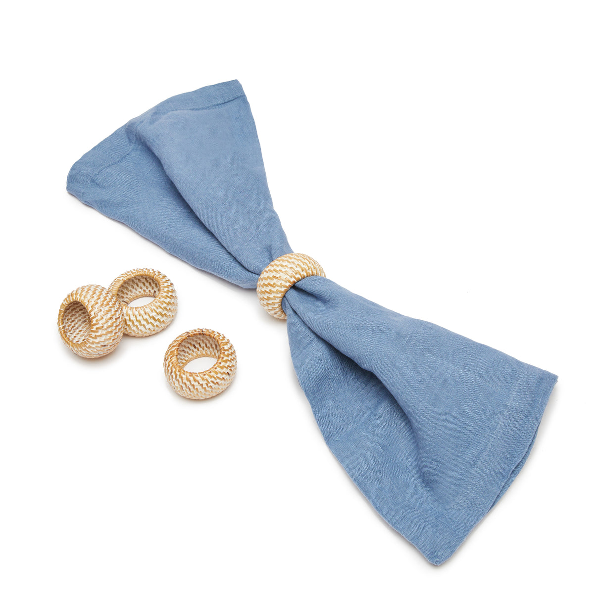 Eclipse Napkin Ring in Whitewash, Set of 4