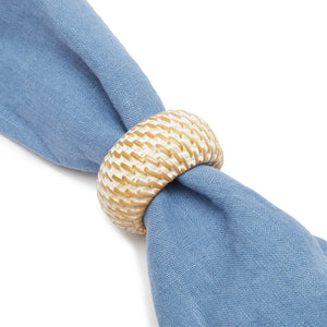 Eclipse Napkin Ring in Whitewash, Set of 4