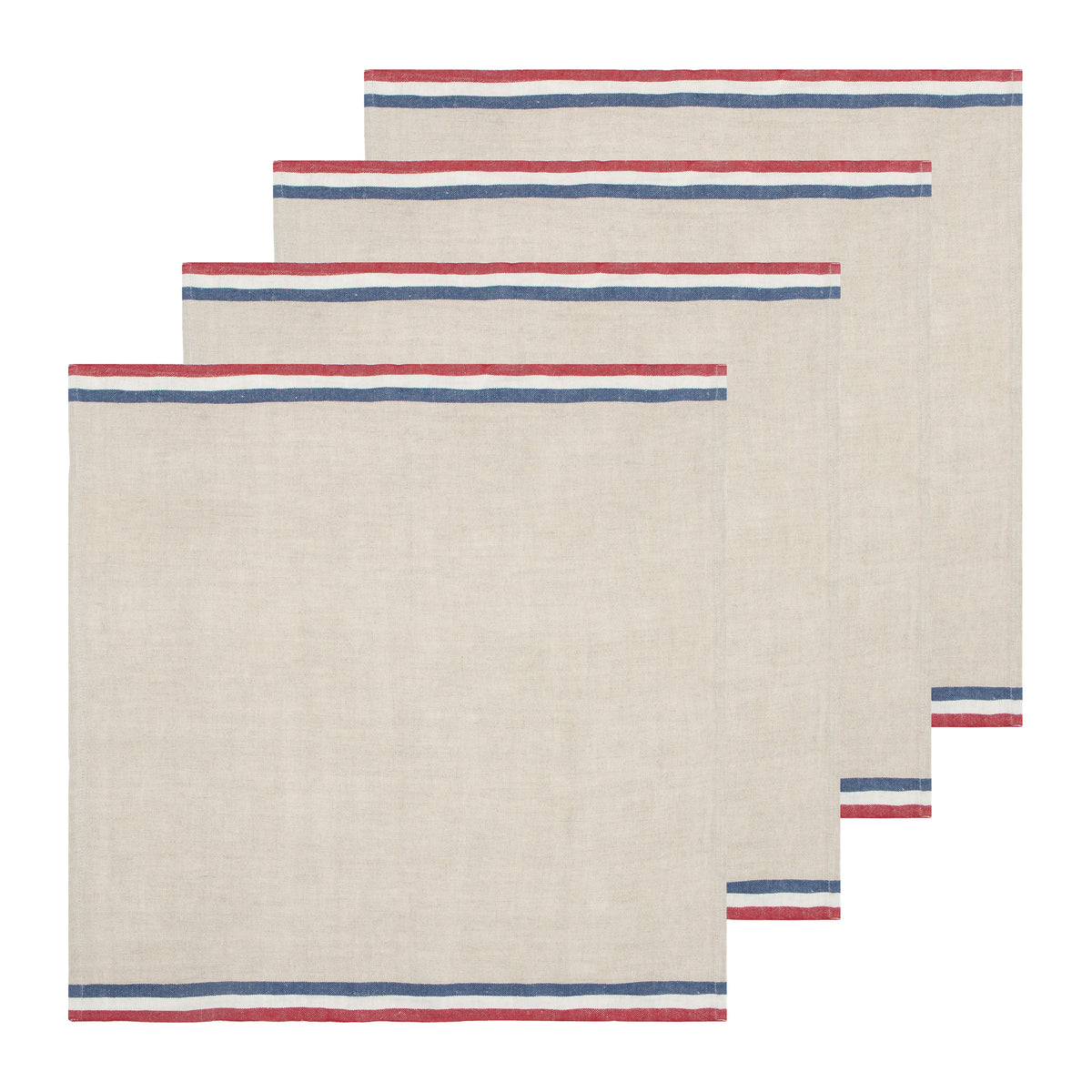 Normandy Napkins in Red, Natural, & Blue Stripes, Set of 4