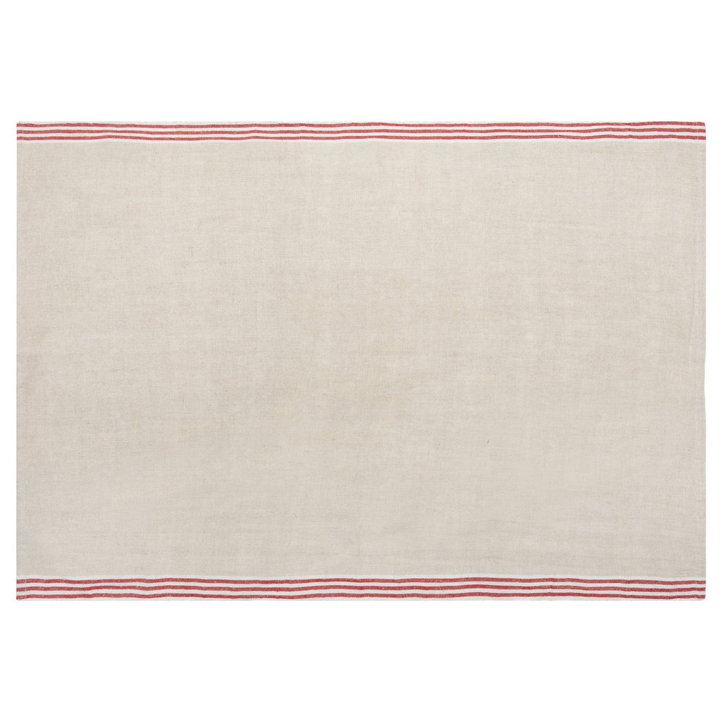 Alsace Natural Tea Towels in Natural & Red, Set of 2