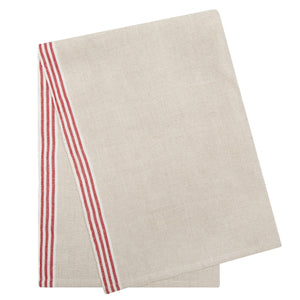 Alsace Natural Tea Towels in Natural & Red, Set of 2