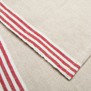 Alsace Natural Tea Towels in Natural & Red, Set of 2