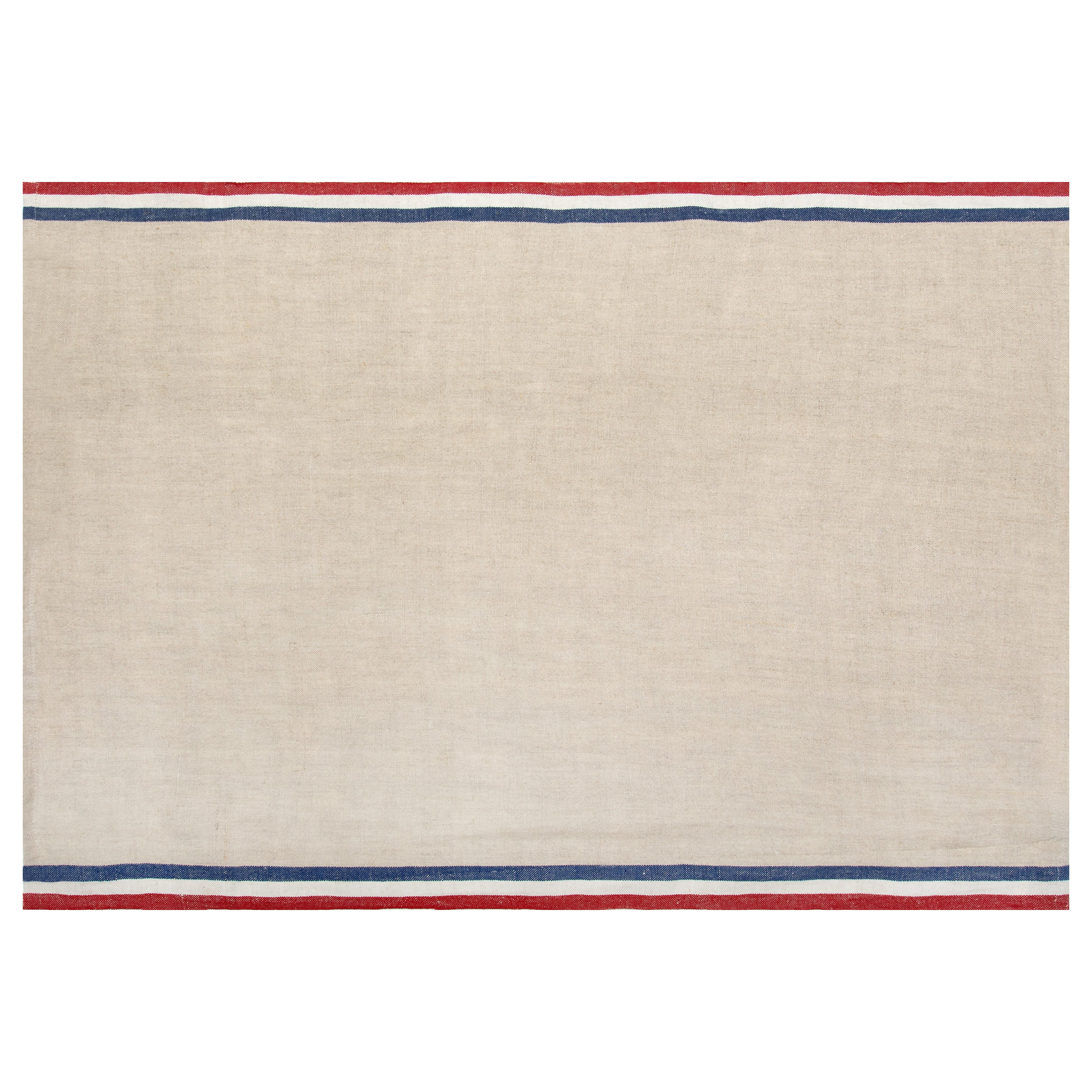 Normandy Tea Towels in Red, Natural, & Blue Stripes, Set of 2
