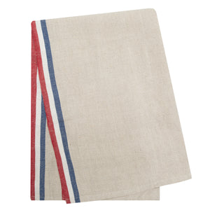 Normandy Tea Towels in Red, Natural, & Blue Stripes, Set of 2