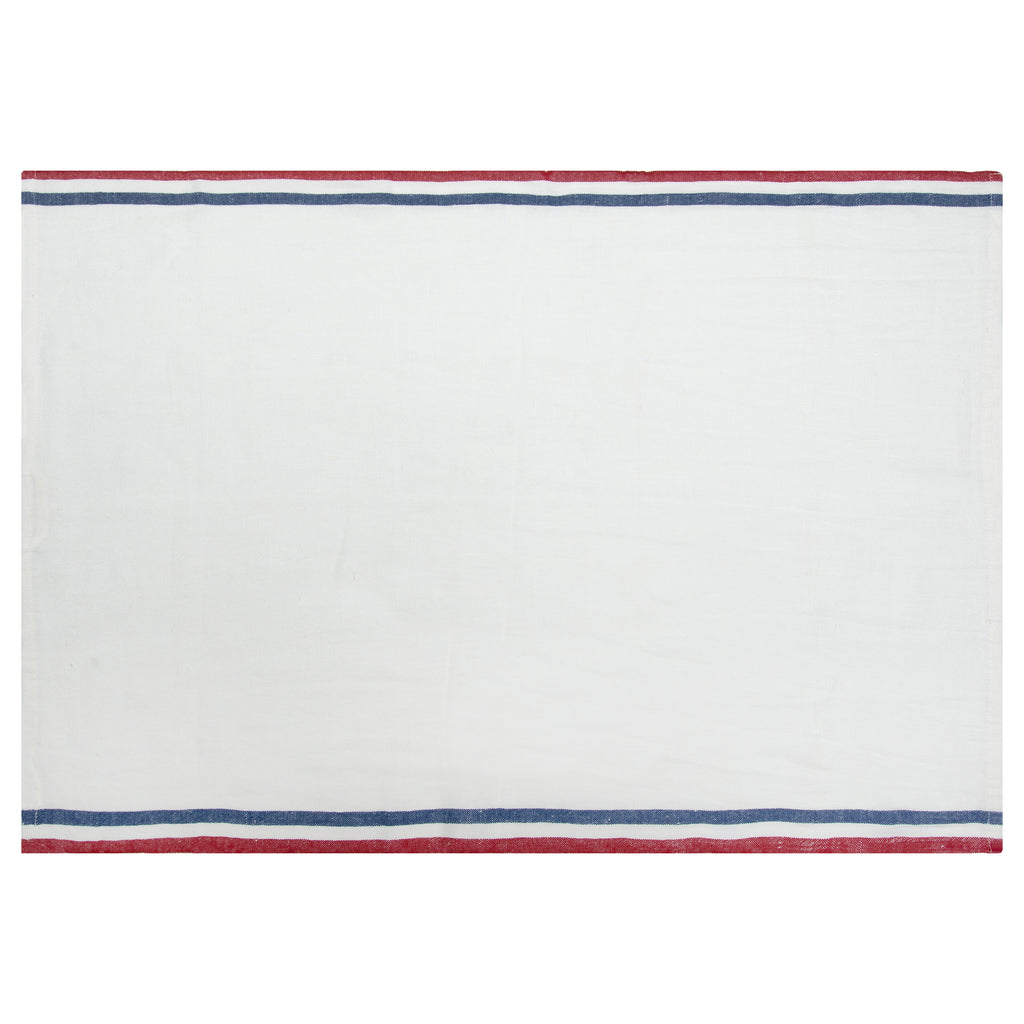 Normandy Tea Towels in Red, White, & Blue Stripes, Set of 2