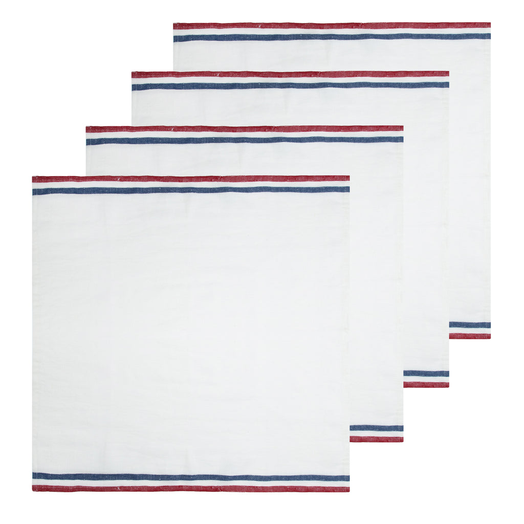 Normandy Napkins in Red, White, & Blue Stripes, Set of 4