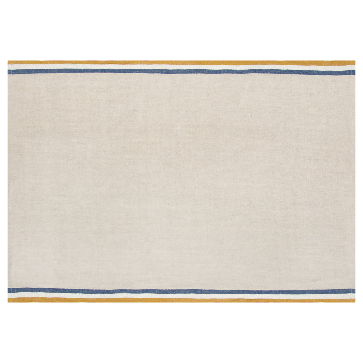 Normandy Tea Towels in Mustard, Natural & Blue Stripes, Set of 2