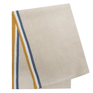 Normandy Tea Towels in Mustard, Natural & Blue Stripes, Set of 2