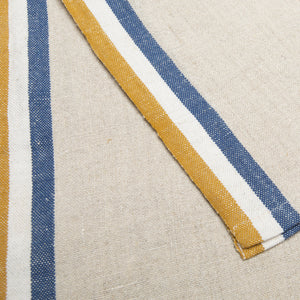 Normandy Tea Towels in Mustard, Natural & Blue Stripes, Set of 2