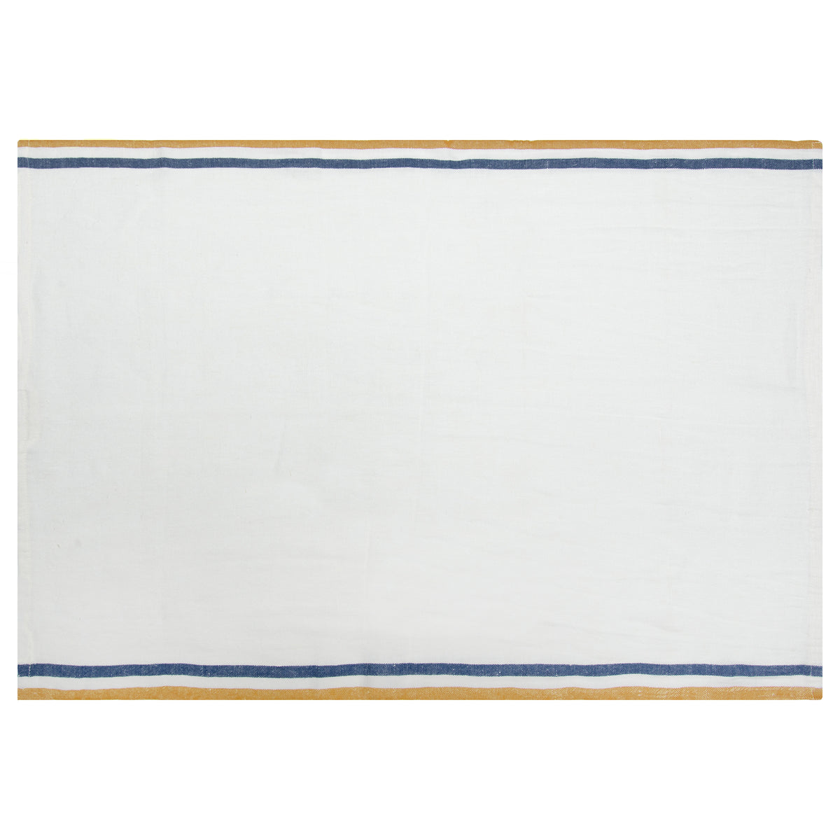 Normandy Tea Towels in Mustard, White, & Blue Stripes, Set of 2