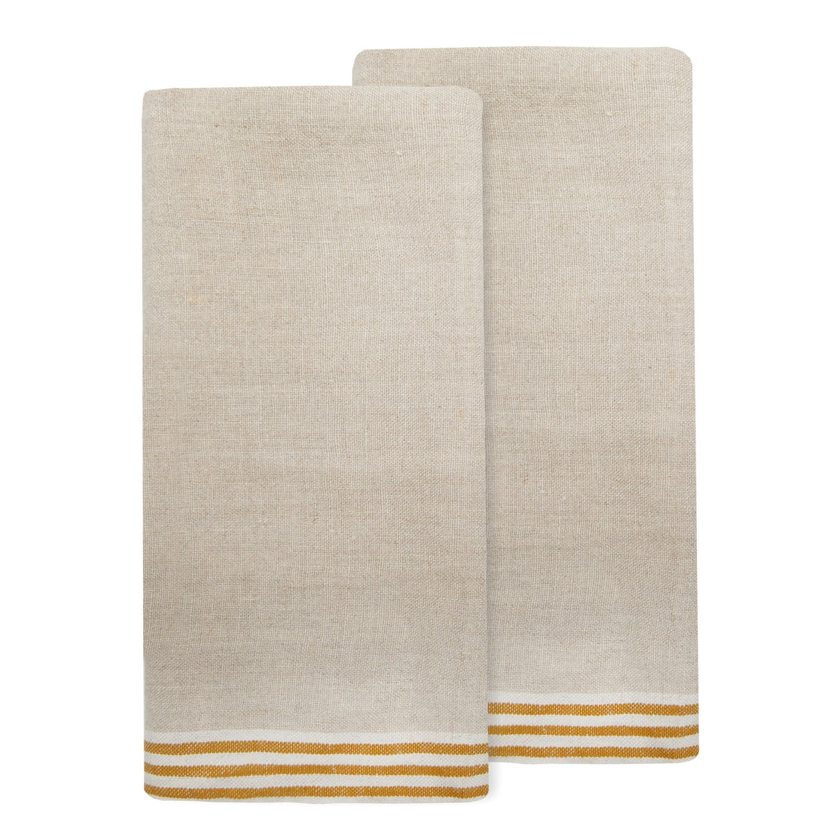 Alsace Natural Tea Towels in Natural & Mustard, Set of 2