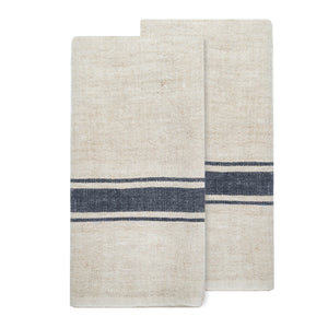 Marseille Tea Towels in Olive Green & Natural, Set of 2