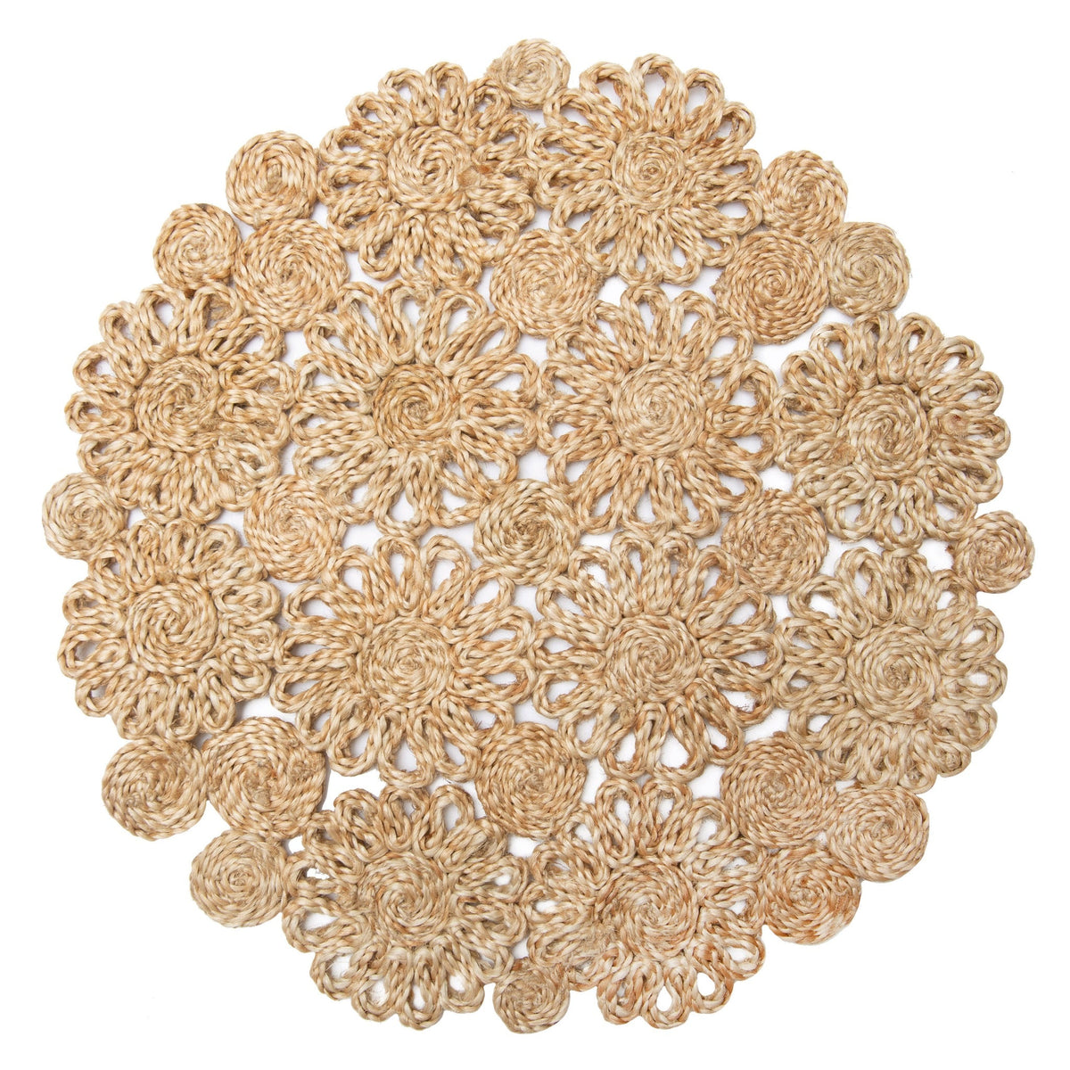 Daisy Jute 15" Round Placemat in Natural, Set of 4