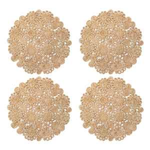 Daisy Jute 15" Round Placemat in Navy, Set of 4