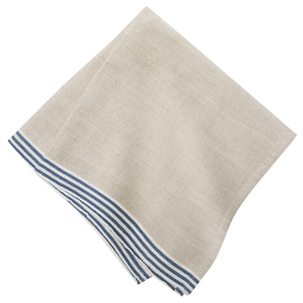 Alsace Natural Napkins in Natural & Blue, Set of 4