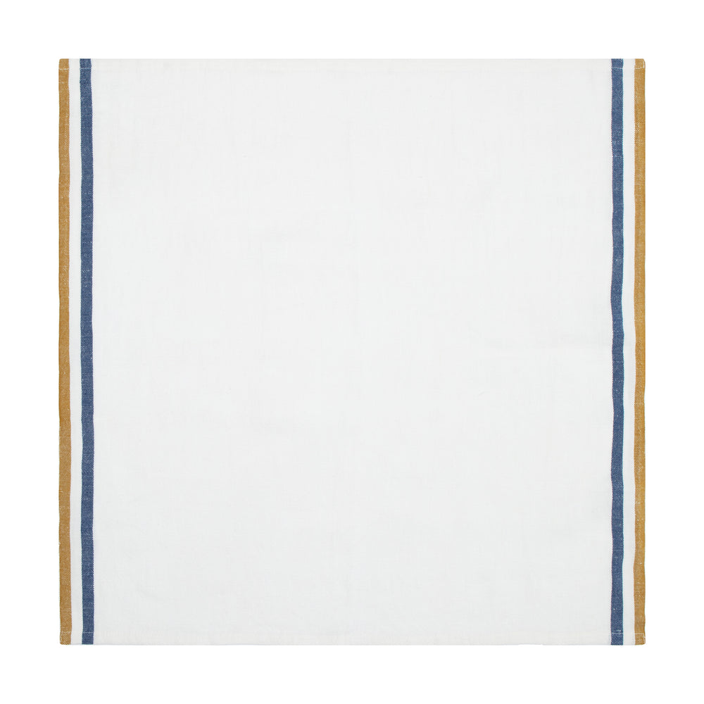 Normandy Napkins  in Mustard, White, & Blue Stripes, Set of 4