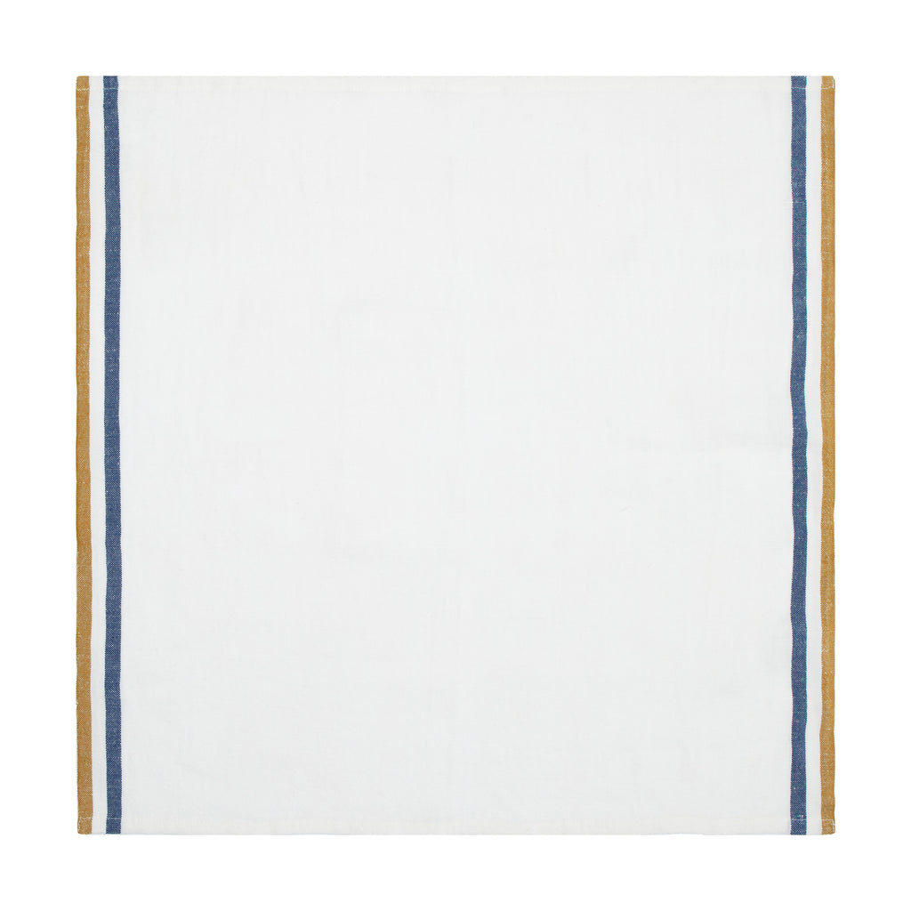Normandy Napkins  in Mustard, White, & Blue Stripes, Set of 4