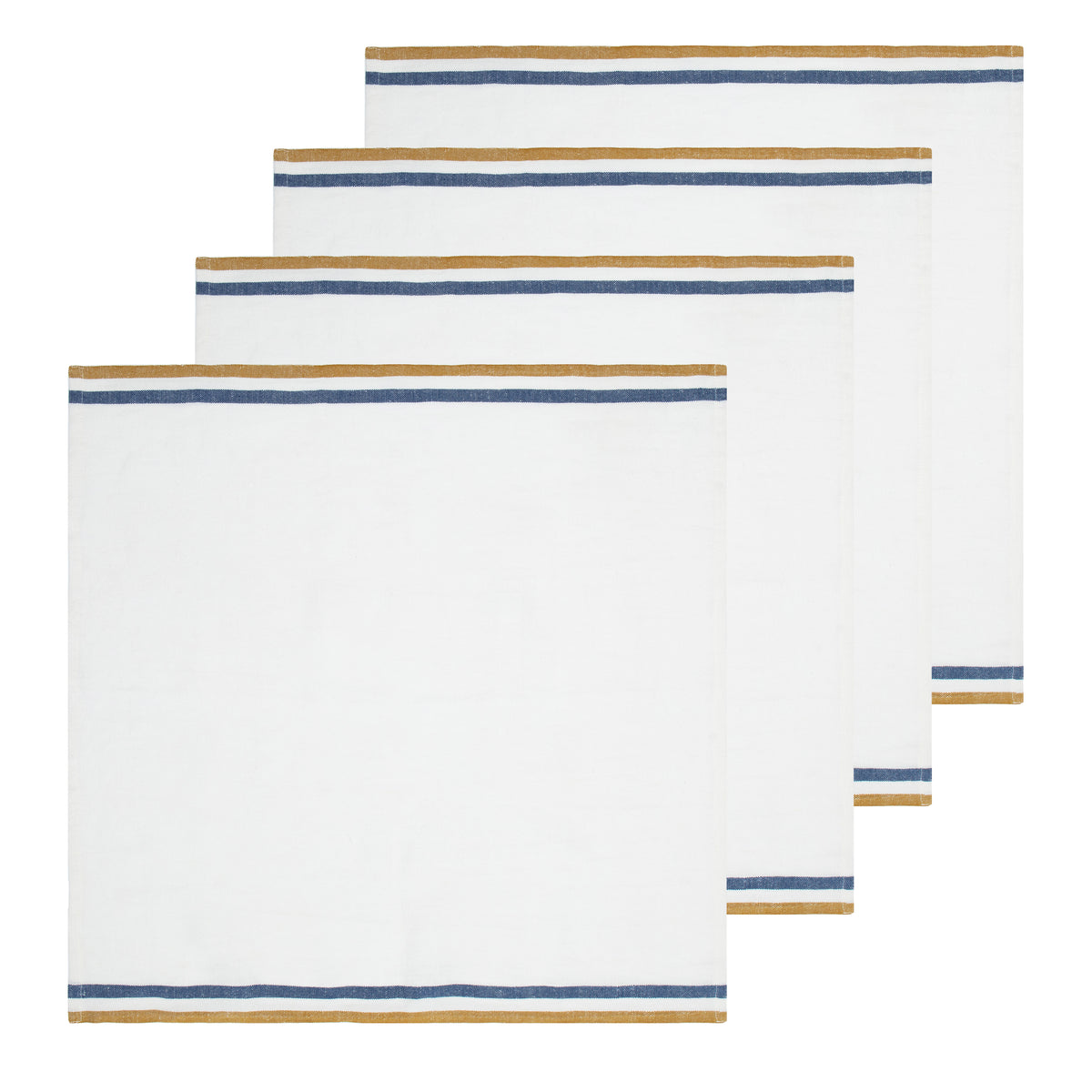 Normandy Napkins  in Mustard, White, & Blue Stripes, Set of 4