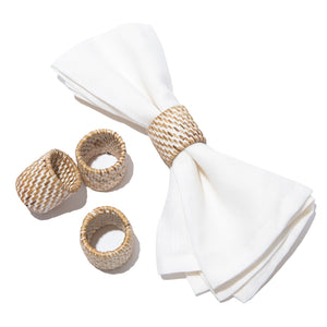 Everyday White Wash Napkin Ring, Set of 4