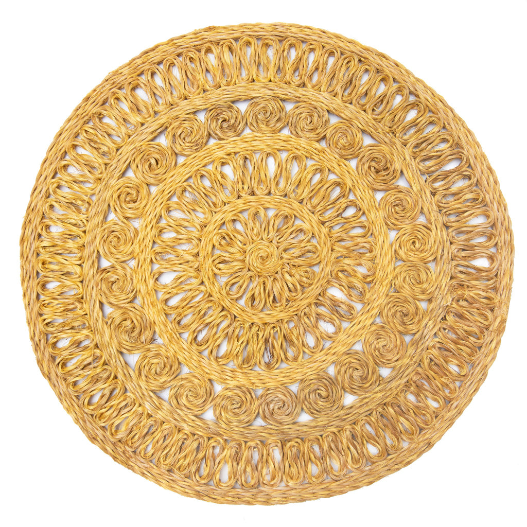 Circolo Abaca Round Placemat in Mustard, Set of 4