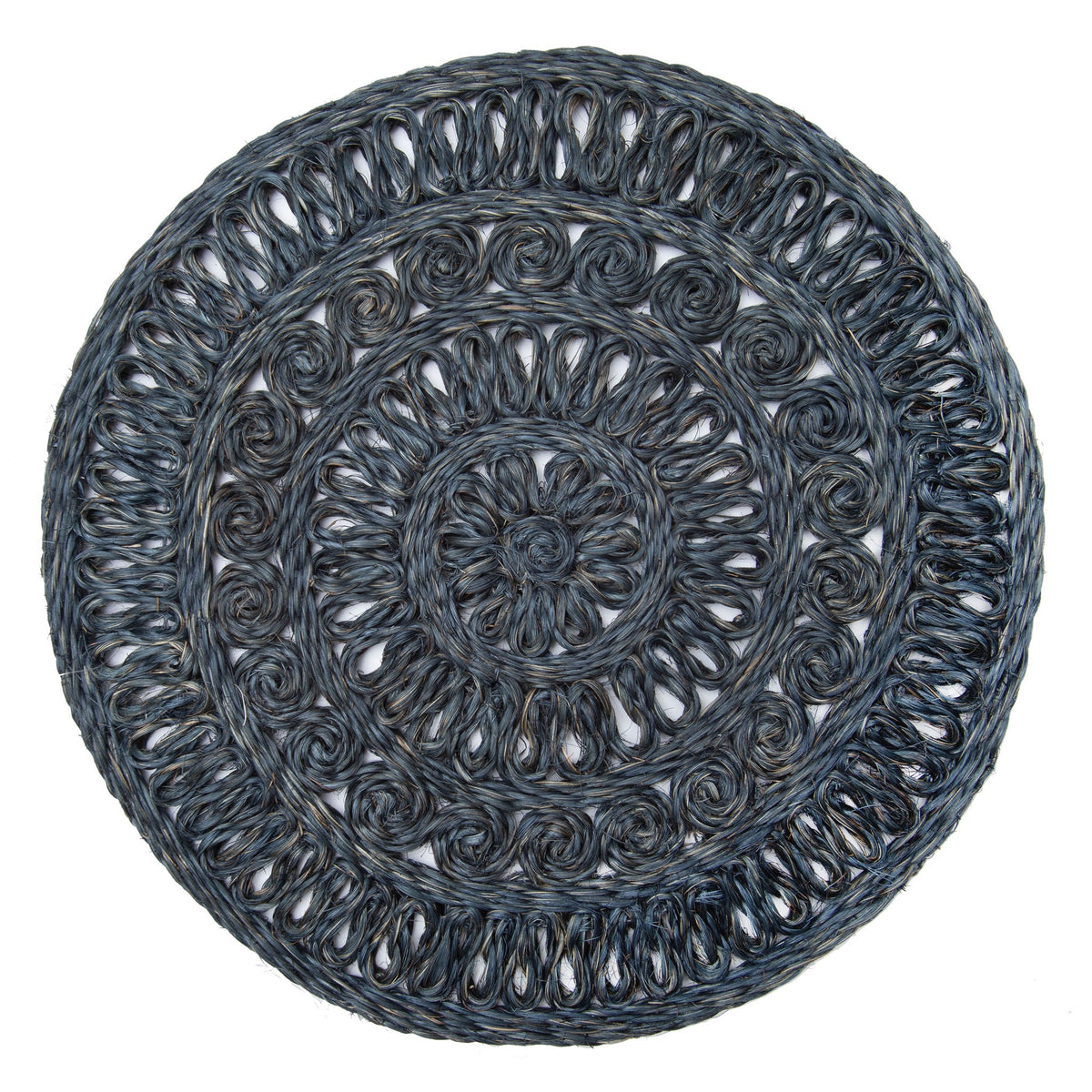 Circolo Abaca Round Placemat in Navy, Set of 4
