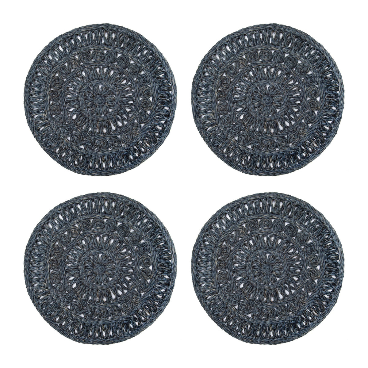 Circolo Abaca Round Placemat in Navy, Set of 4