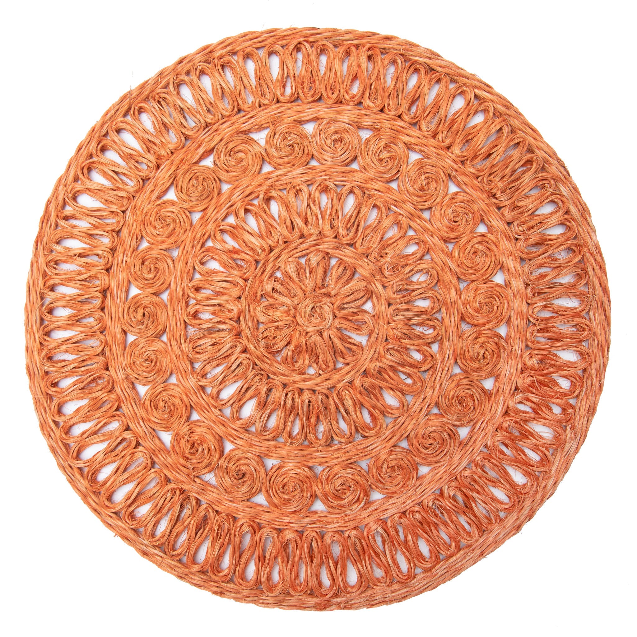 Circolo Abaca Round Placemat in Orange, Set of 4