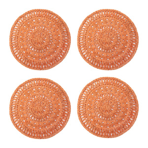 Circolo Abaca Round Placemat in Orange, Set of 4