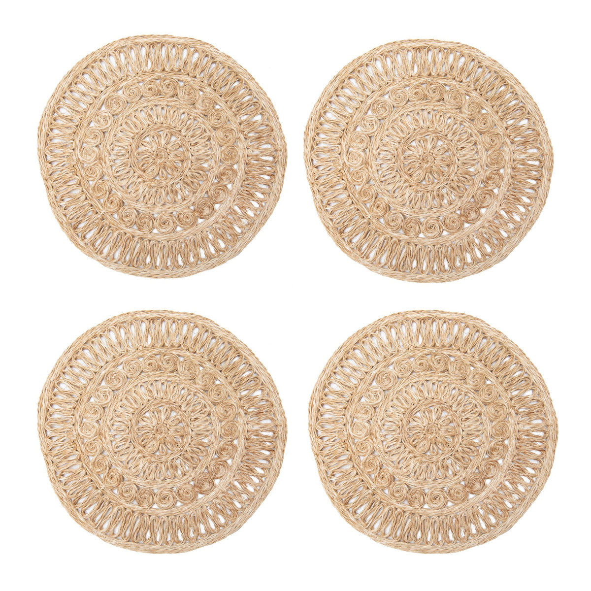 Circolo Abaca Round Placemat in Natural, Set of 4