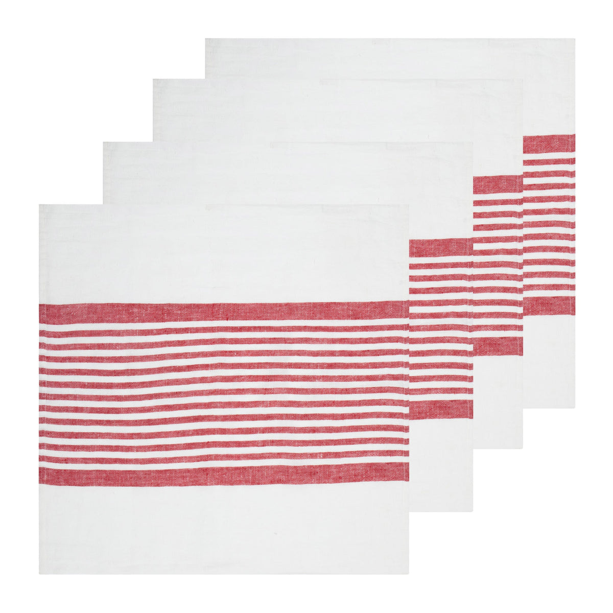 Brittany White Napkins in White & Red, Set of 4