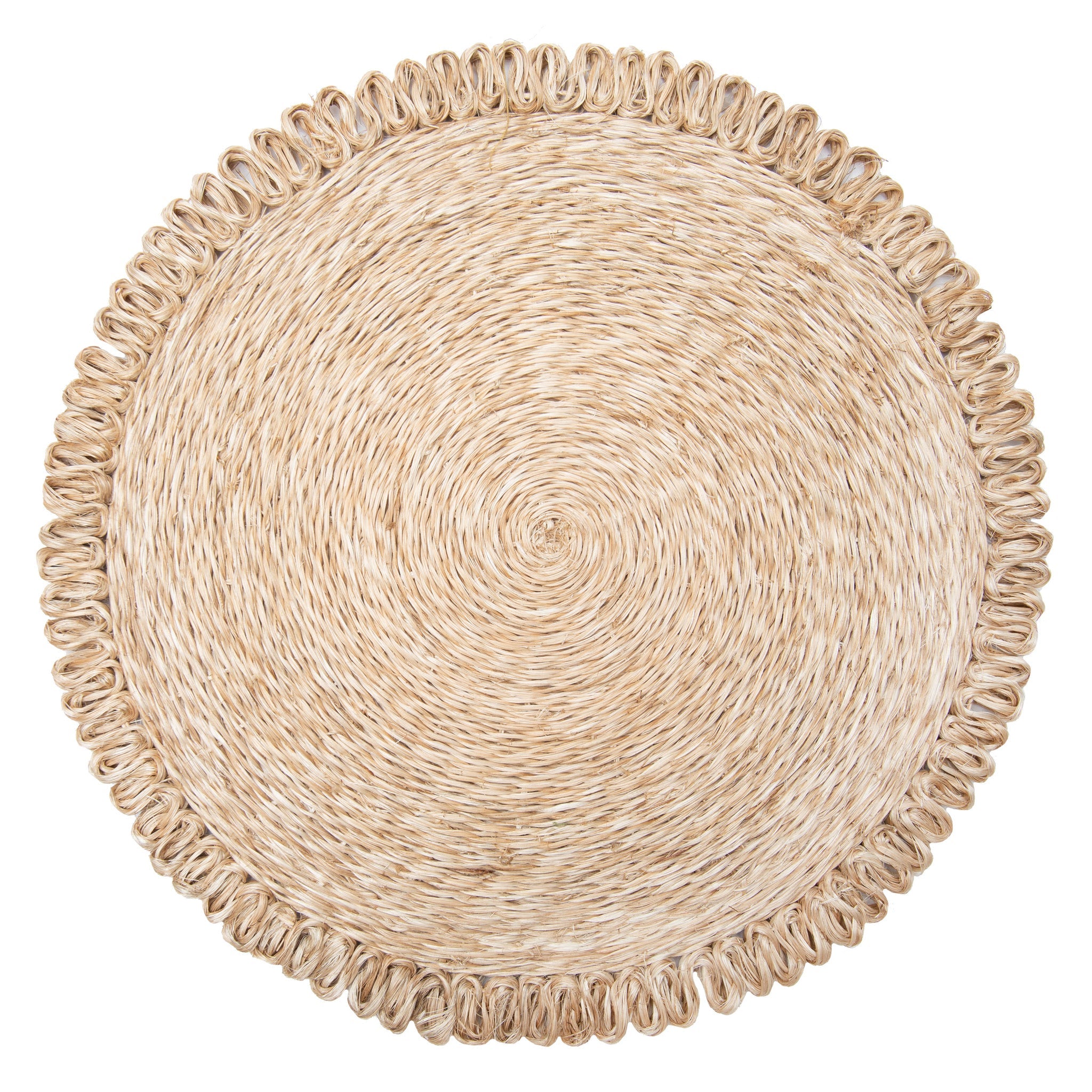 Loopy Abaca 15" Round Placemat in Natural, Set of 4