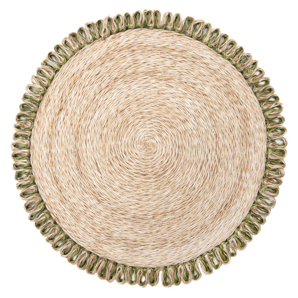 Loopy Abaca 15" Round Placemat in Natural, Set of 4