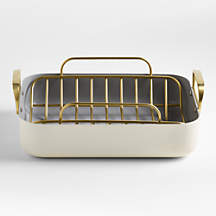 Caraway ® 16.5" Cream Ceramic Non-Stick Roasting Pan with Rack