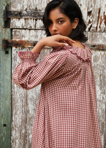 Carey Nightdress in Rust Gingham