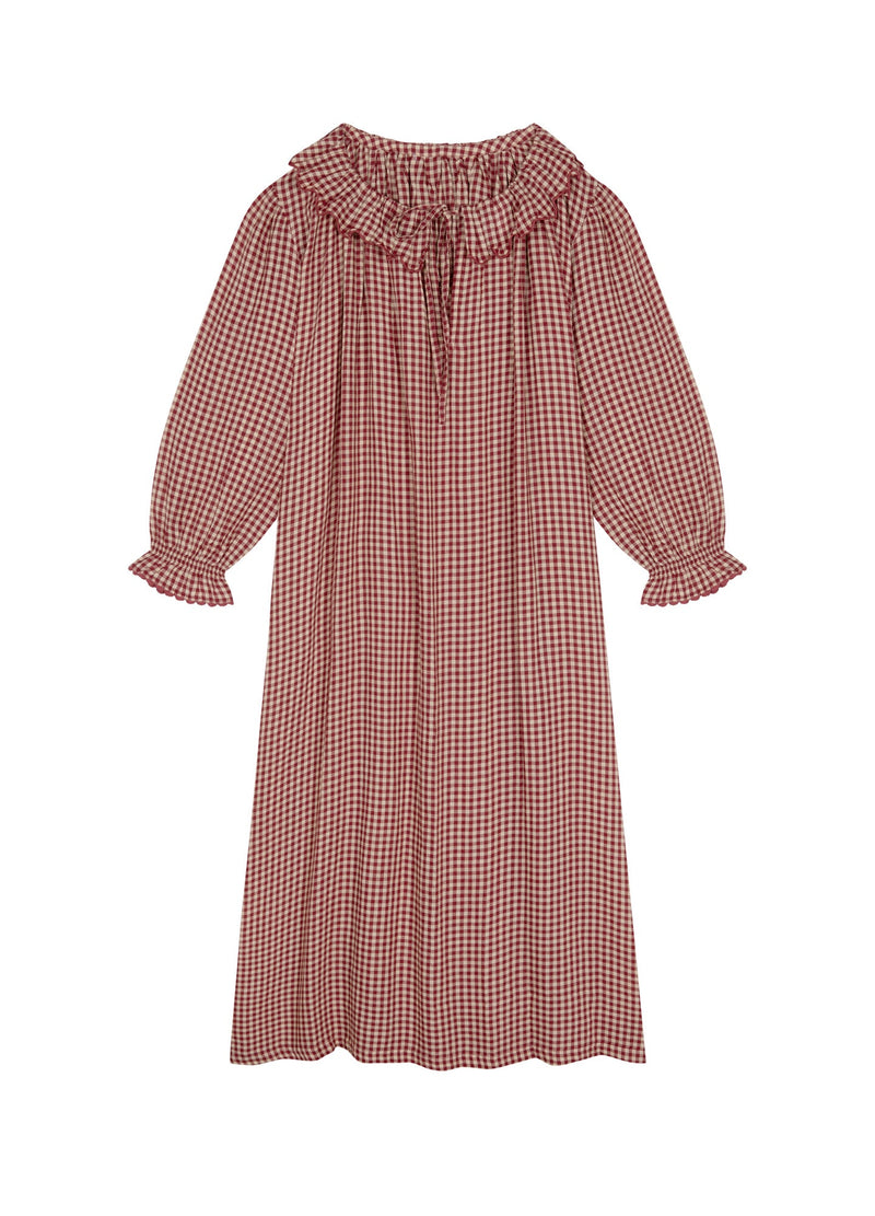 Carey Nightdress in Rust Gingham