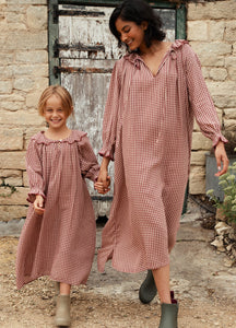 Carey Nightdress in Rust Gingham