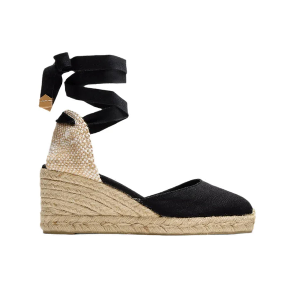 Carina 6 Espadrille in Black Cotton