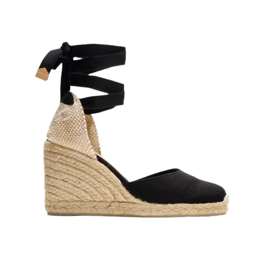 Carina 8 Espadrille in Black Cotton