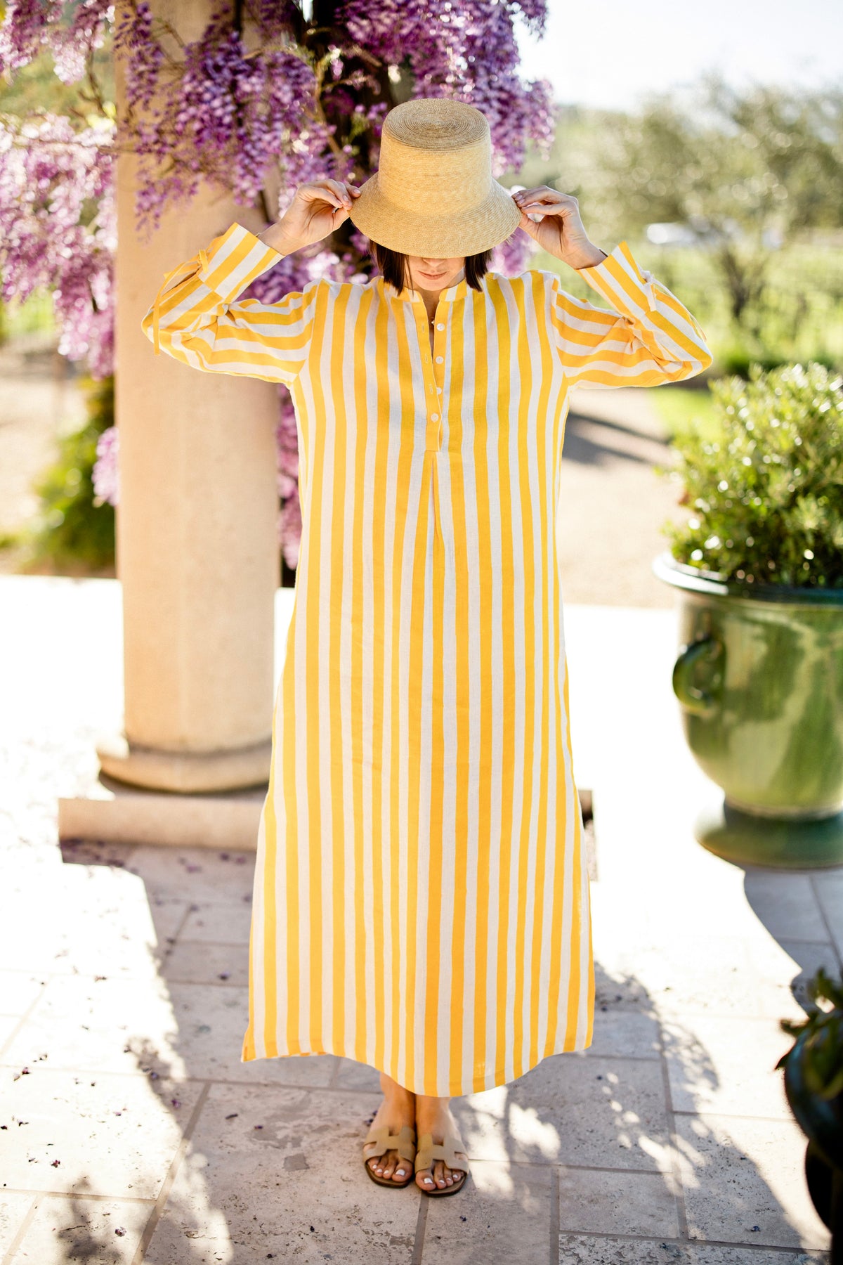 Cairo Caftan in Yellow Stripe