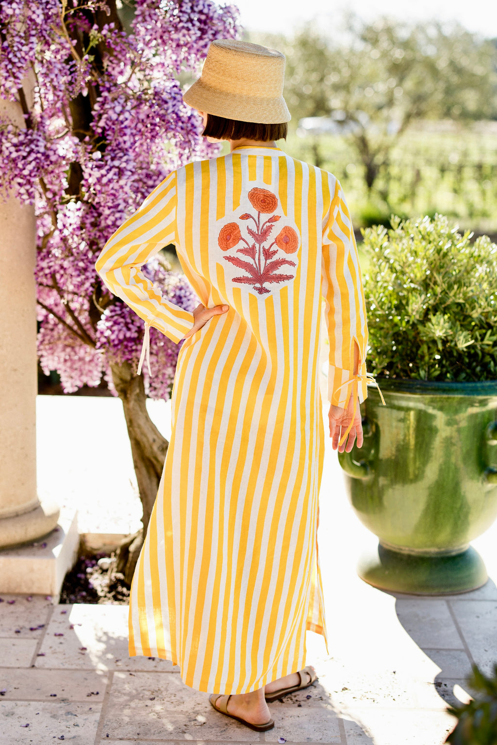 Cairo Caftan in Yellow Stripe