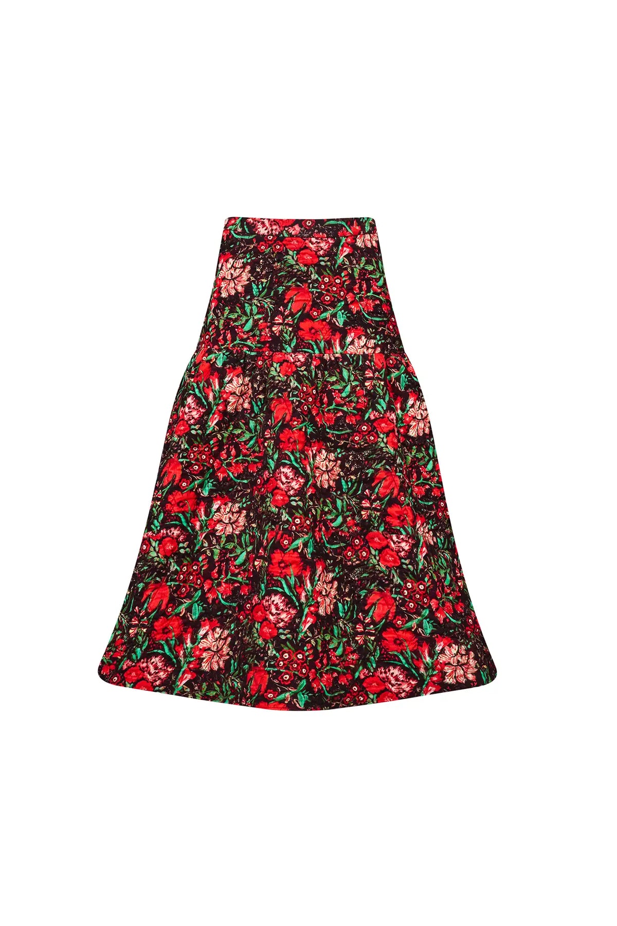 The Remy Skirt is a festive midi designed featuring a banded waist and a gathered full skirt.