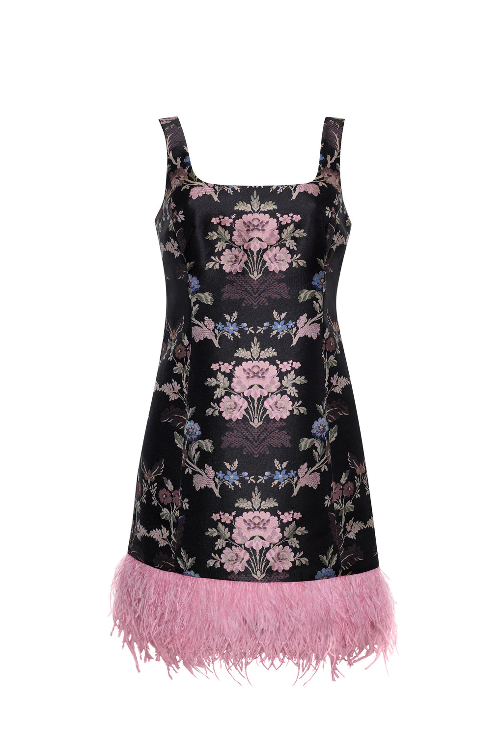 Carlie Mini Dress in Trellis Jacquard Black