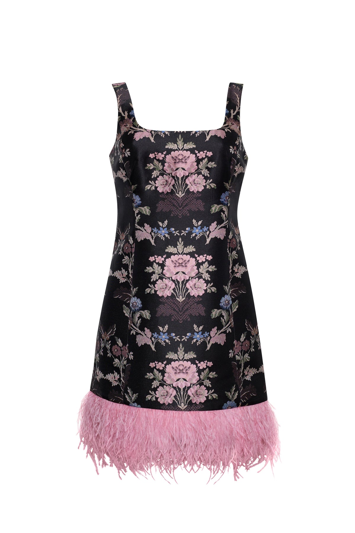 Carlie Mini Dress in Trellis Jacquard Black