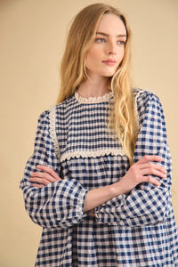 Carlyle Dress in Navy & White
