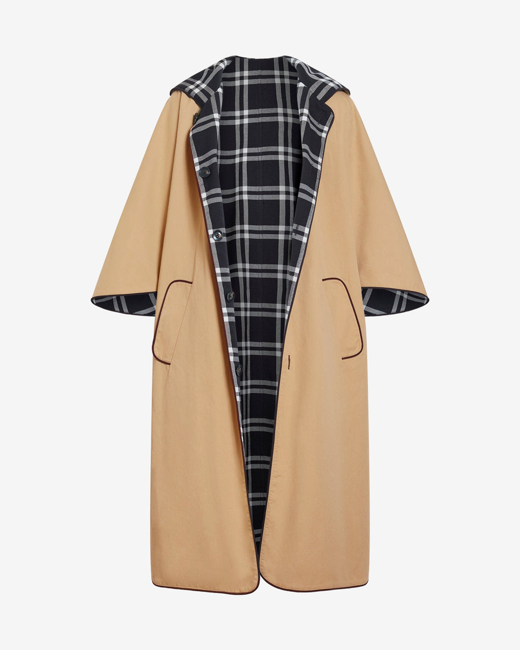 Carlisle Reversible Coat in Dark Fig Plaid
