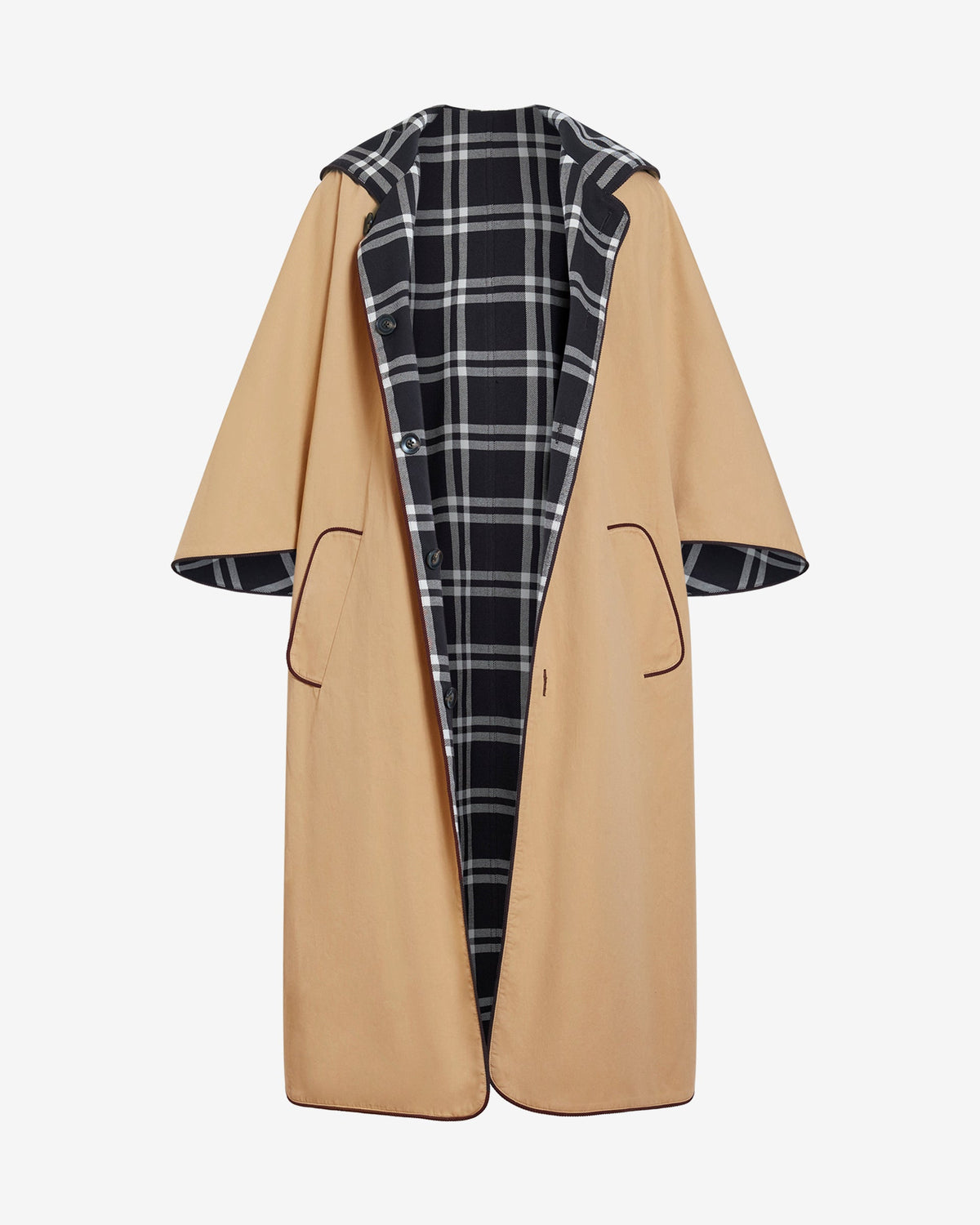 Carlisle Reversible Coat in Dark Fig Plaid