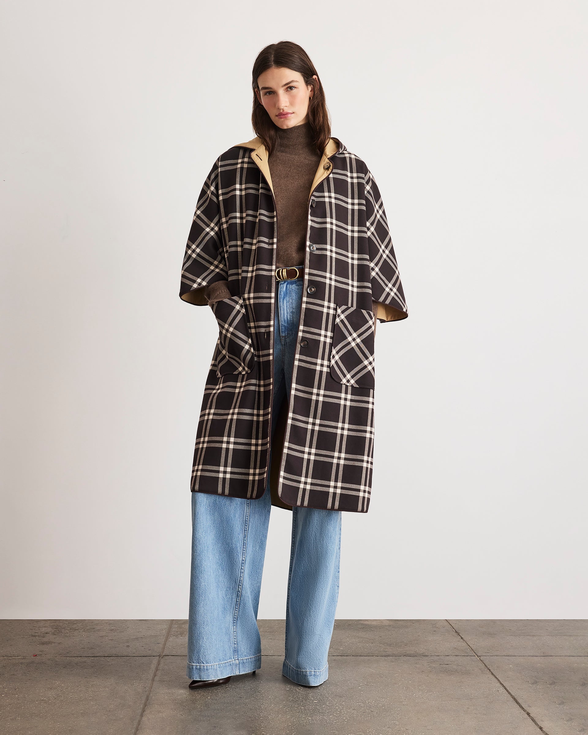 Carlisle Reversible Coat in Dark Fig Plaid