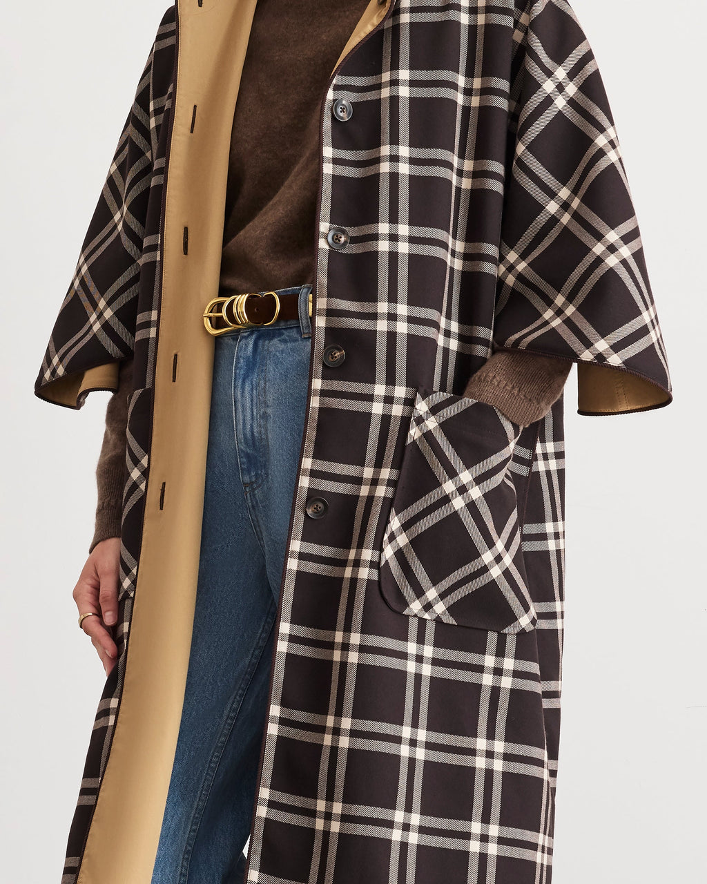 Carlisle Reversible Coat in Dark Fig Plaid
