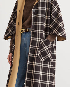 Carlisle Reversible Coat in Dark Fig Plaid