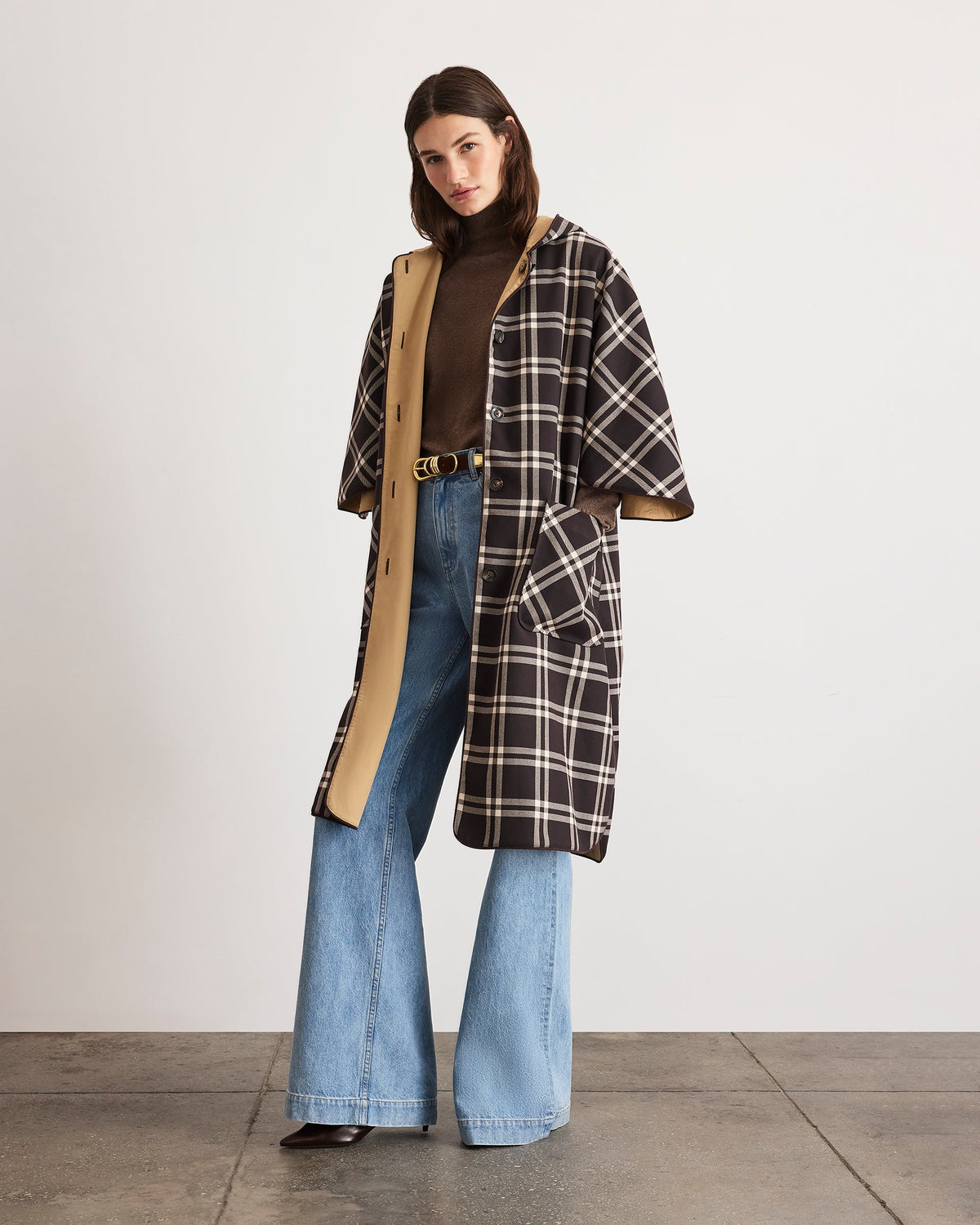 Carlisle Reversible Coat in Dark Fig Plaid